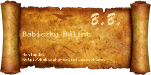 Babiczky Bálint névjegykártya